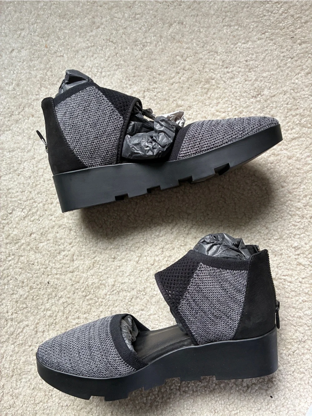 Eileen Fisher Ogden Black Stretch Nubuck Wedge Bootie Women’s 7M